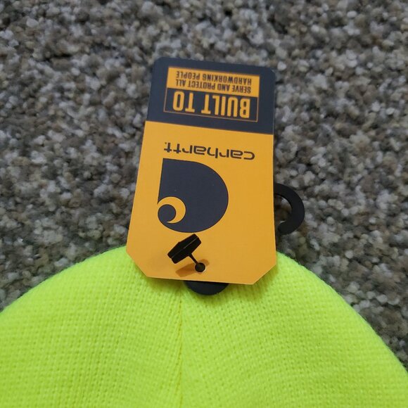 Carhartt Knit Cuffed Beanie - Hunter Highlighter Neon Yellow - Picture 5 of 6